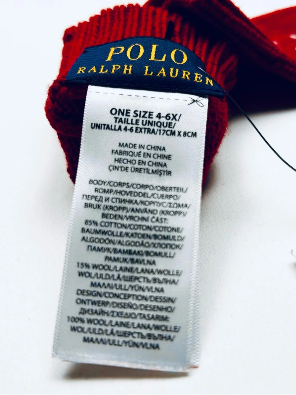 Polo by Ralph Lauren Red Knit Mittens with White Tree Motif